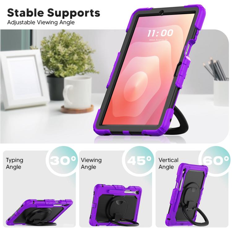 For Samsung Galaxy Tab S11 D Type Silicone Hybrid PC Tablet Case with Handle Holder