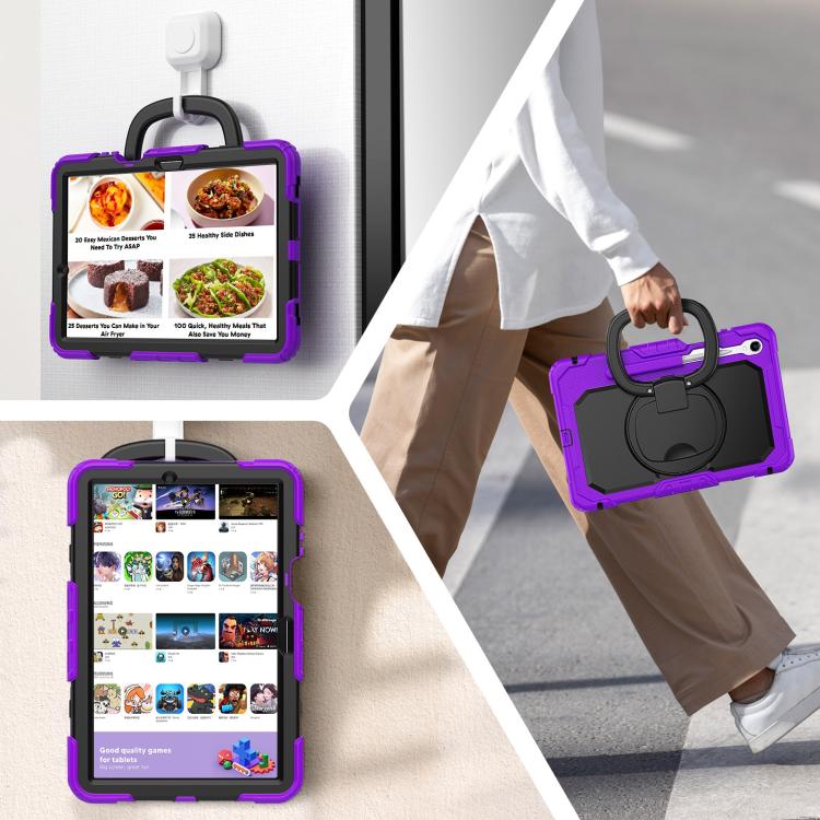 For Samsung Galaxy Tab S11 D Type Silicone Hybrid PC Tablet Case with Handle Holder