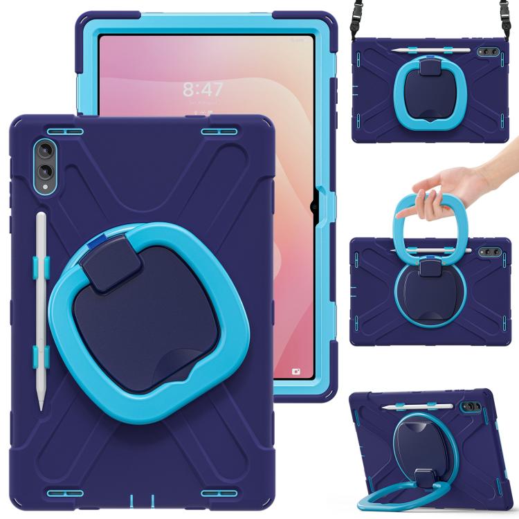 For Samsung Galaxy Tab S11 Ultra Silicone Hybrid PC Tablet Case with Holder & Shoulder Strap