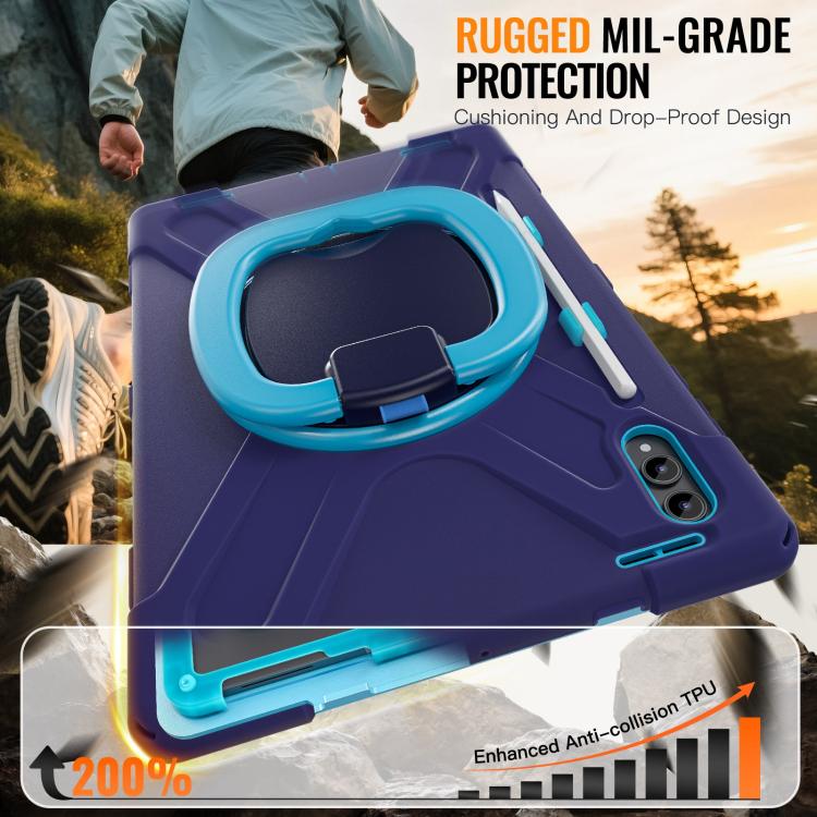 For Samsung Galaxy Tab S11 Ultra Silicone Hybrid PC Tablet Case with Holder & Shoulder Strap