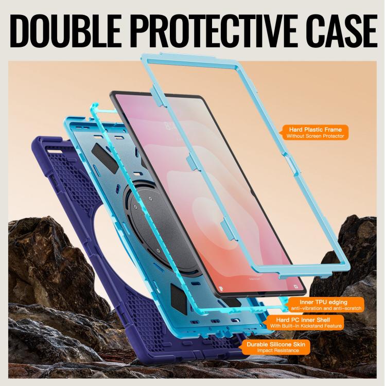 For Samsung Galaxy Tab S11 Ultra Silicone Hybrid PC Tablet Case with Holder & Shoulder Strap