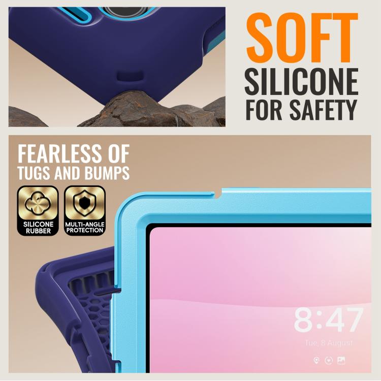 For Samsung Galaxy Tab S11 Ultra Silicone Hybrid PC Tablet Case with Holder & Shoulder Strap