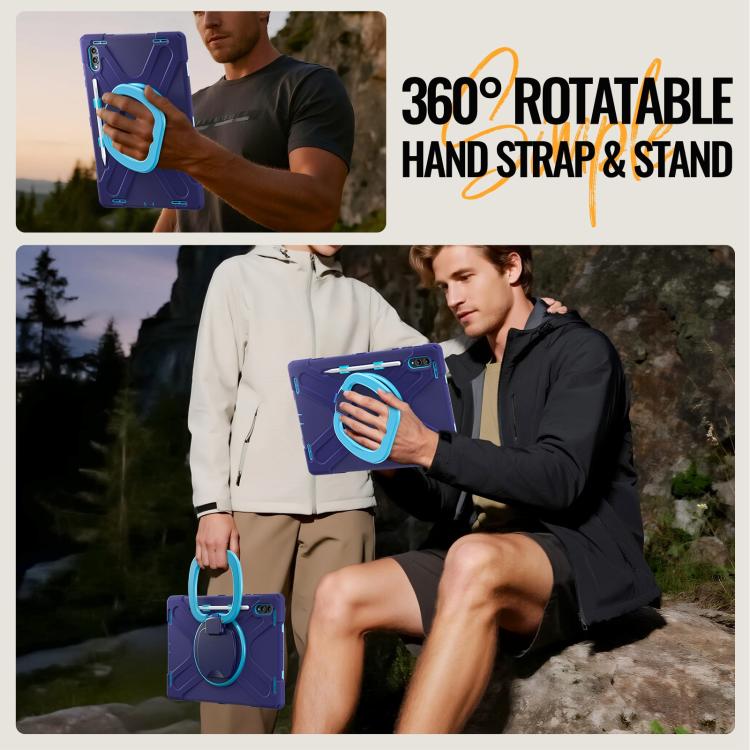 For Samsung Galaxy Tab S11 Ultra Silicone Hybrid PC Tablet Case with Holder & Shoulder Strap
