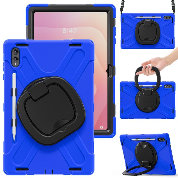 For Samsung Galaxy Tab S11 Ultra Silicone Hybrid PC Tablet Case with Holder & Shoulder Strap