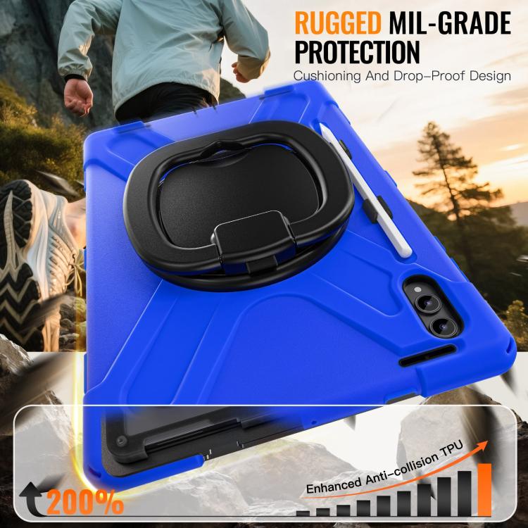 For Samsung Galaxy Tab S11 Ultra Silicone Hybrid PC Tablet Case with Holder & Shoulder Strap