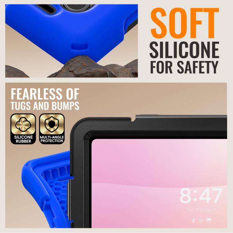 For Samsung Galaxy Tab S11 Ultra Silicone Hybrid PC Tablet Case with Holder & Shoulder Strap