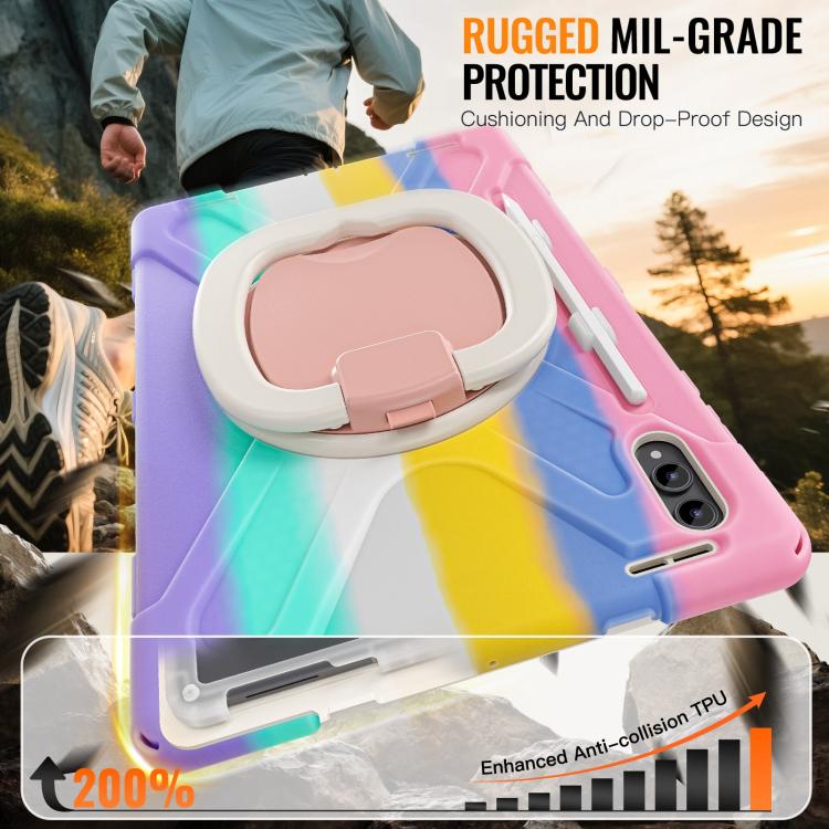 For Samsung Galaxy Tab S11 Ultra Silicone Hybrid PC Tablet Case with Holder & Shoulder Strap
