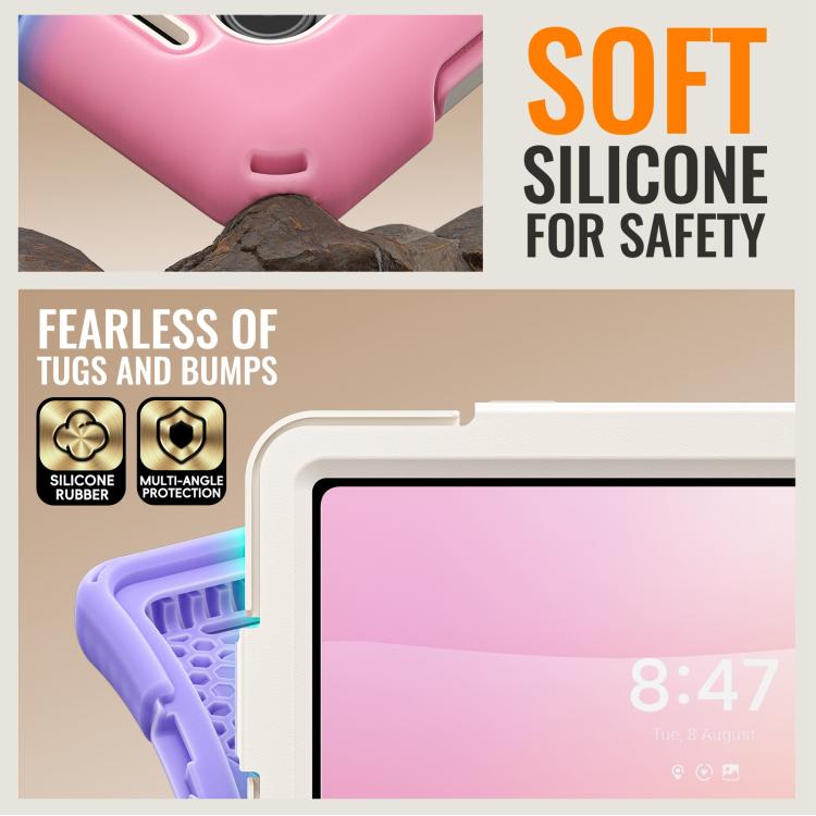 For Samsung Galaxy Tab S11 Ultra Silicone Hybrid PC Tablet Case with Holder & Shoulder Strap