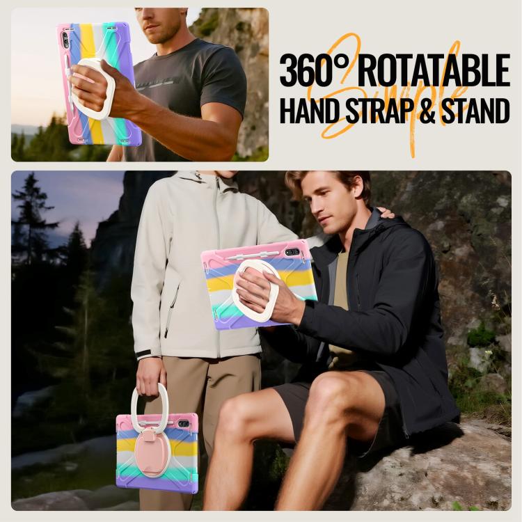 For Samsung Galaxy Tab S11 Ultra Silicone Hybrid PC Tablet Case with Holder & Shoulder Strap