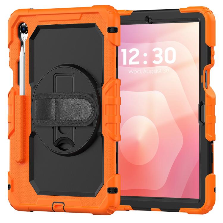 For Samsung Galaxy Tab S11 Lucky Wheel Grip Silicone Hybrid PC Tablet Case with Shoulder Strap