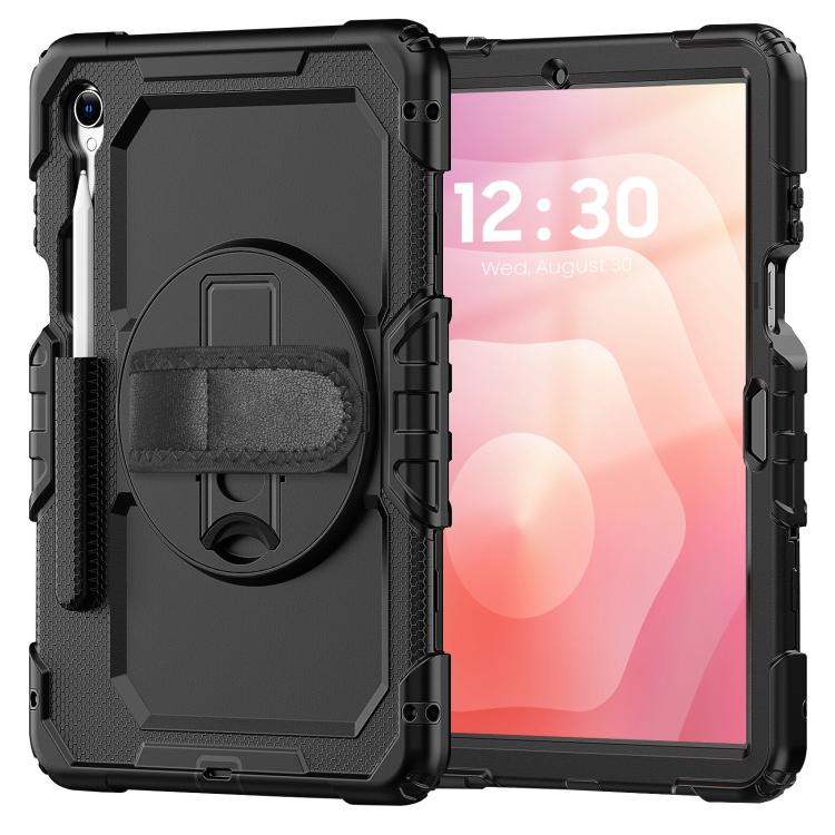 For Samsung Galaxy Tab S11 Lucky Wheel Grip Silicone Hybrid PC Tablet Case with Shoulder Strap