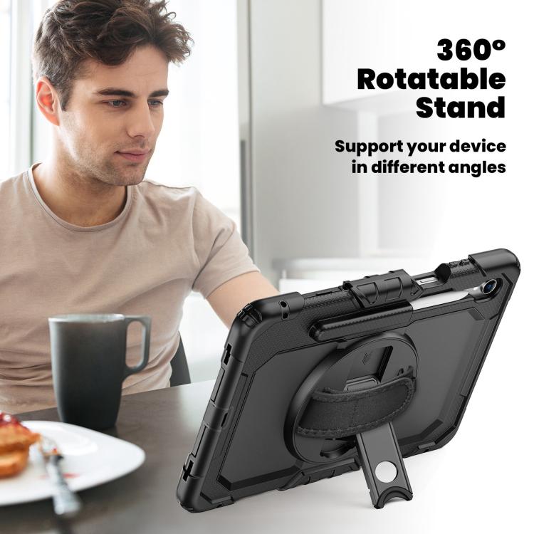 For Samsung Galaxy Tab S11 Lucky Wheel Grip Silicone Hybrid PC Tablet Case with Shoulder Strap