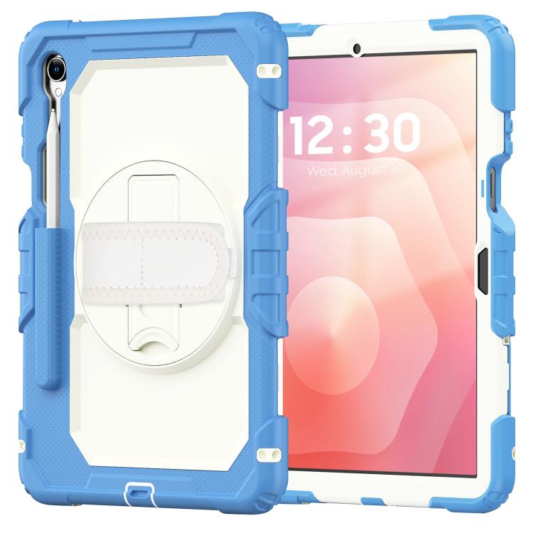 For Samsung Galaxy Tab S11 Lucky Wheel Grip Silicone Hybrid PC Tablet Case with Shoulder Strap