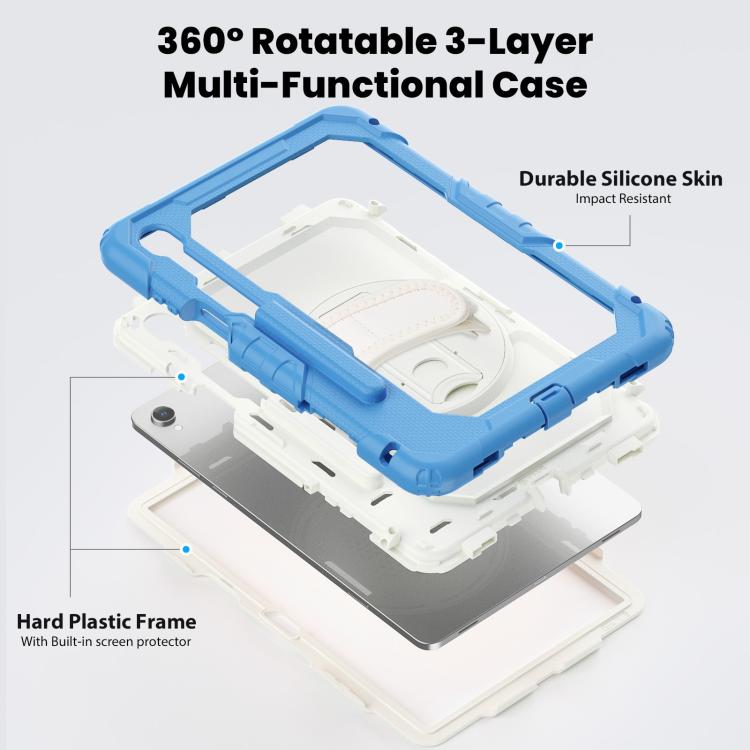 For Samsung Galaxy Tab S11 Lucky Wheel Grip Silicone Hybrid PC Tablet Case with Shoulder Strap