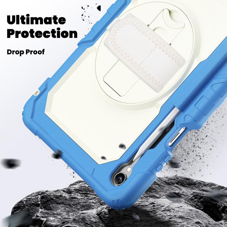 For Samsung Galaxy Tab S11 Lucky Wheel Grip Silicone Hybrid PC Tablet Case with Shoulder Strap