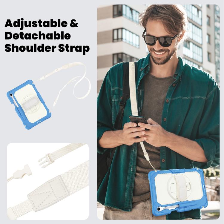 For Samsung Galaxy Tab S11 Lucky Wheel Grip Silicone Hybrid PC Tablet Case with Shoulder Strap