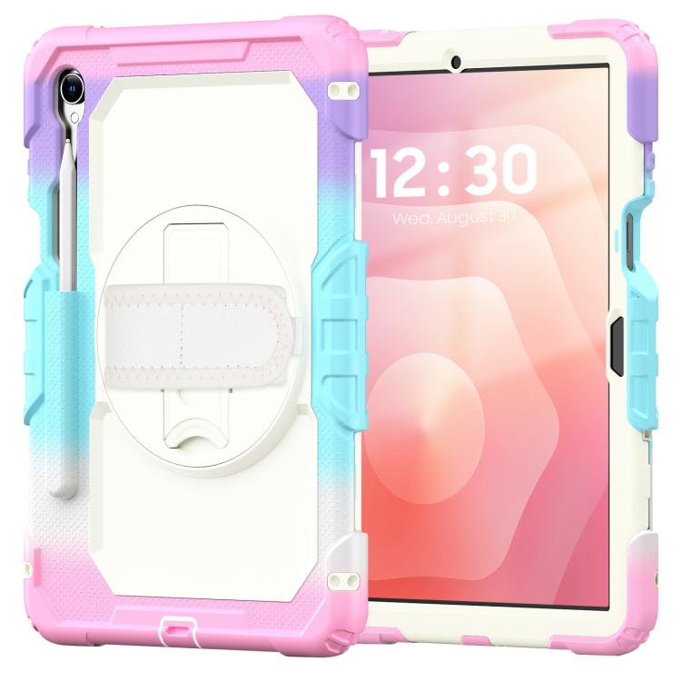 For Samsung Galaxy Tab S11 Lucky Wheel Grip Silicone Hybrid PC Tablet Case with Shoulder Strap