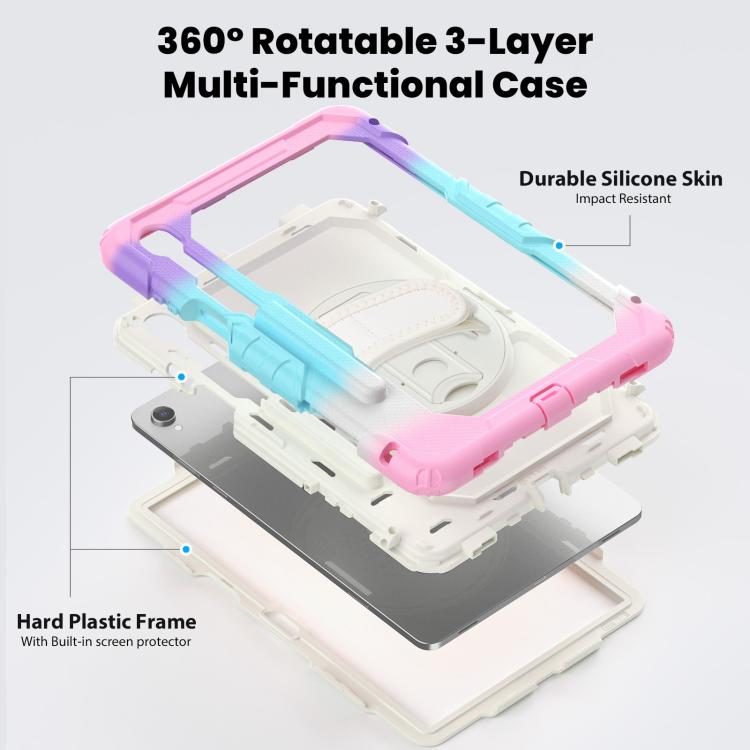 For Samsung Galaxy Tab S11 Lucky Wheel Grip Silicone Hybrid PC Tablet Case with Shoulder Strap