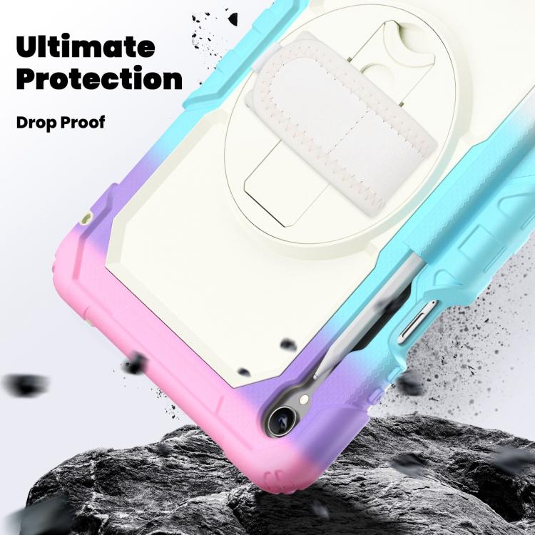 For Samsung Galaxy Tab S11 Lucky Wheel Grip Silicone Hybrid PC Tablet Case with Shoulder Strap