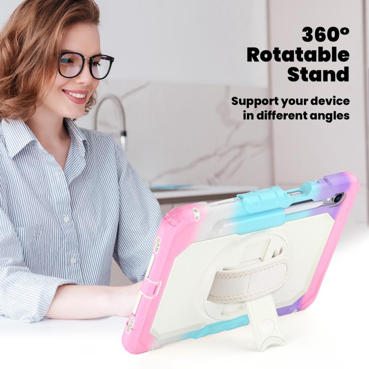 For Samsung Galaxy Tab S11 Lucky Wheel Grip Silicone Hybrid PC Tablet Case with Shoulder Strap