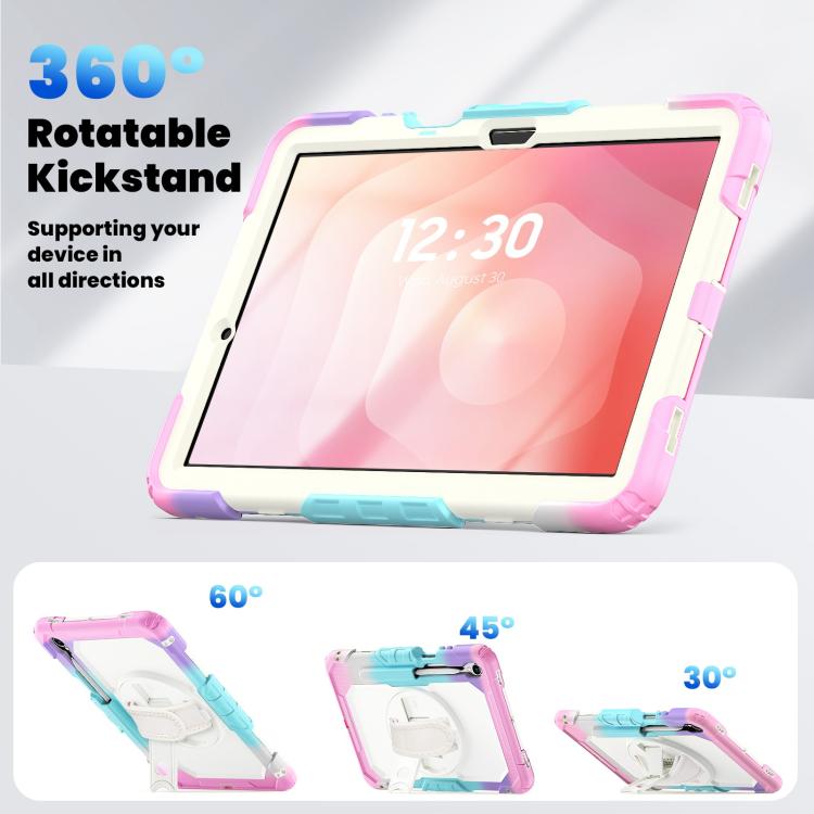 For Samsung Galaxy Tab S11 Lucky Wheel Grip Silicone Hybrid PC Tablet Case with Shoulder Strap
