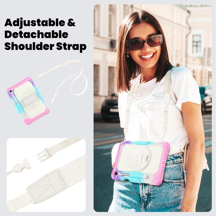 For Samsung Galaxy Tab S11 Lucky Wheel Grip Silicone Hybrid PC Tablet Case with Shoulder Strap