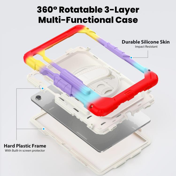 For Samsung Galaxy Tab S11 Lucky Wheel Grip Silicone Hybrid PC Tablet Case with Shoulder Strap