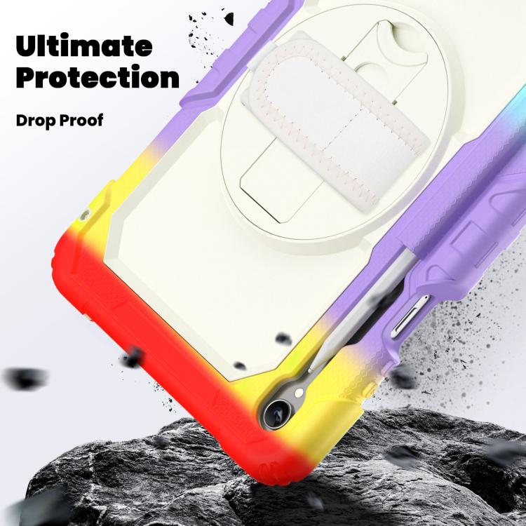 For Samsung Galaxy Tab S11 Lucky Wheel Grip Silicone Hybrid PC Tablet Case with Shoulder Strap