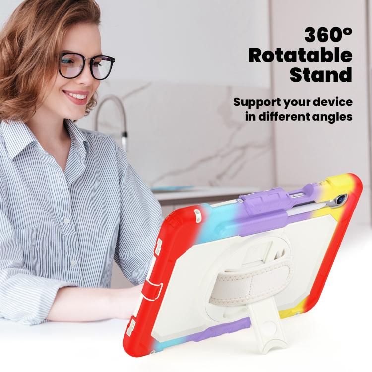 For Samsung Galaxy Tab S11 Lucky Wheel Grip Silicone Hybrid PC Tablet Case with Shoulder Strap