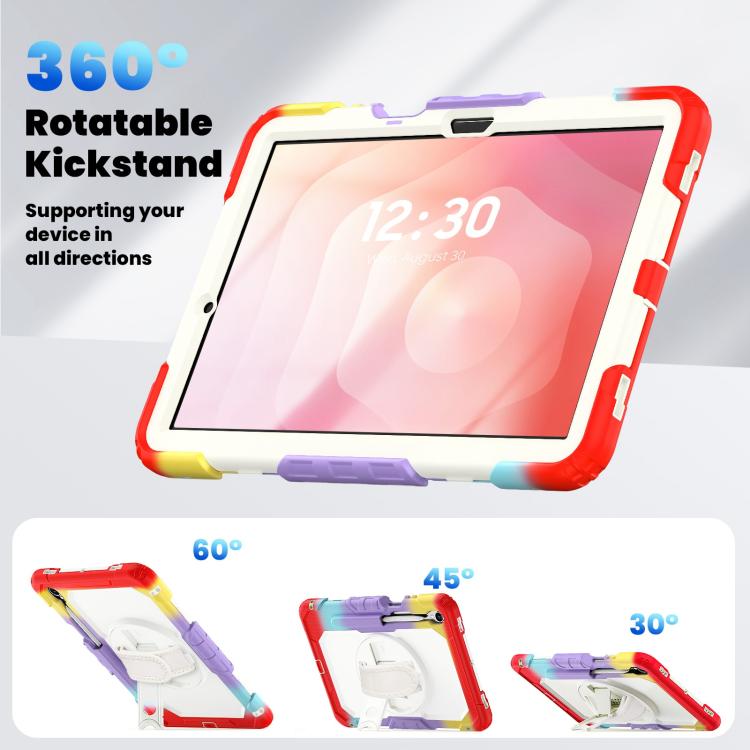 For Samsung Galaxy Tab S11 Lucky Wheel Grip Silicone Hybrid PC Tablet Case with Shoulder Strap