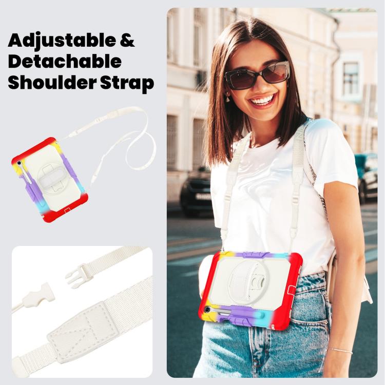 For Samsung Galaxy Tab S11 Lucky Wheel Grip Silicone Hybrid PC Tablet Case with Shoulder Strap