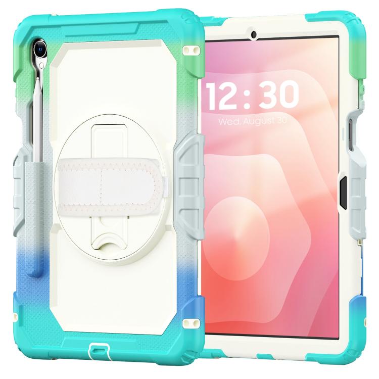 For Samsung Galaxy Tab S11 Lucky Wheel Grip Silicone Hybrid PC Tablet Case with Shoulder Strap