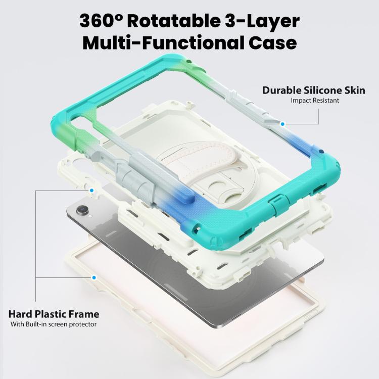 For Samsung Galaxy Tab S11 Lucky Wheel Grip Silicone Hybrid PC Tablet Case with Shoulder Strap