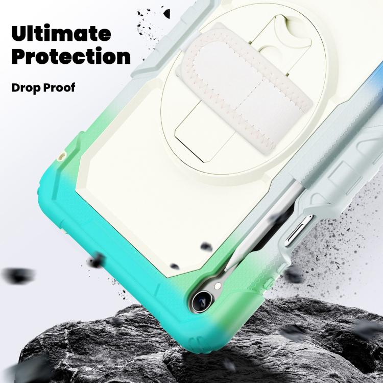 For Samsung Galaxy Tab S11 Lucky Wheel Grip Silicone Hybrid PC Tablet Case with Shoulder Strap