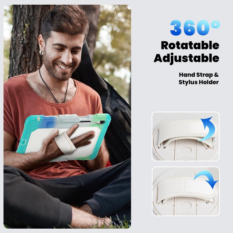 For Samsung Galaxy Tab S11 Lucky Wheel Grip Silicone Hybrid PC Tablet Case with Shoulder Strap