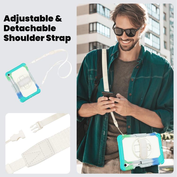 For Samsung Galaxy Tab S11 Lucky Wheel Grip Silicone Hybrid PC Tablet Case with Shoulder Strap