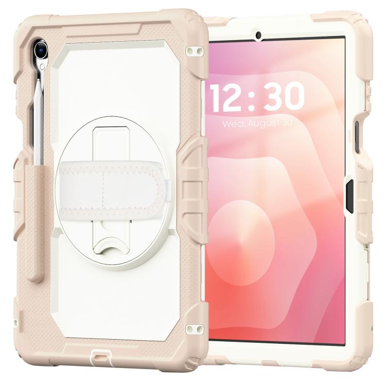 For Samsung Galaxy Tab S11 Lucky Wheel Grip Silicone Hybrid PC Tablet Case with Shoulder Strap
