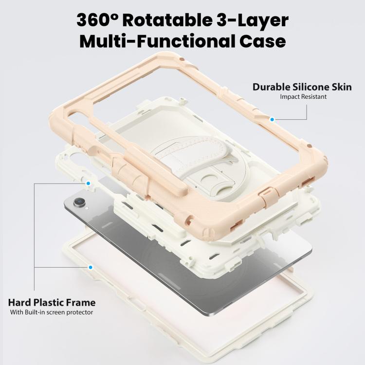 For Samsung Galaxy Tab S11 Lucky Wheel Grip Silicone Hybrid PC Tablet Case with Shoulder Strap