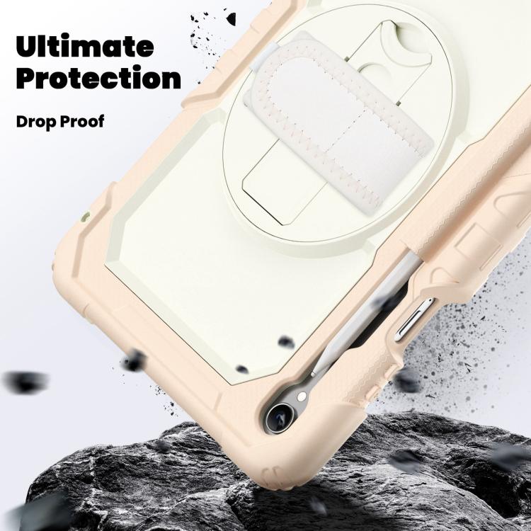 For Samsung Galaxy Tab S11 Lucky Wheel Grip Silicone Hybrid PC Tablet Case with Shoulder Strap