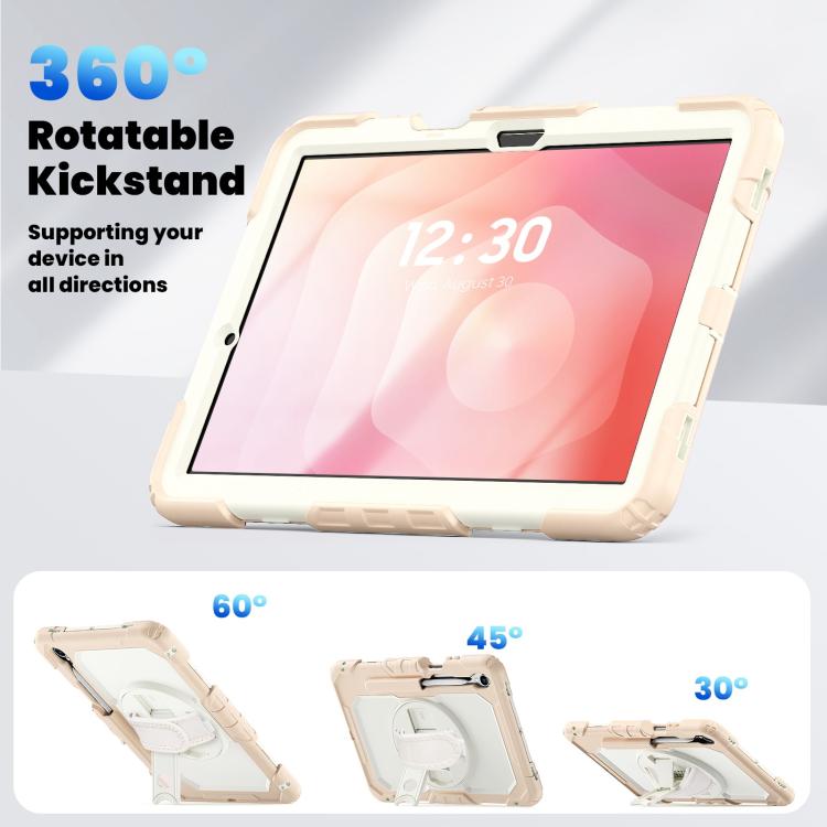 For Samsung Galaxy Tab S11 Lucky Wheel Grip Silicone Hybrid PC Tablet Case with Shoulder Strap