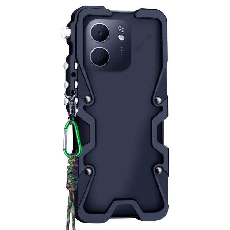 For OPPO A5x 4G / 5G Trigger Design Hollow Metal Frame Phone Case with Lanyard