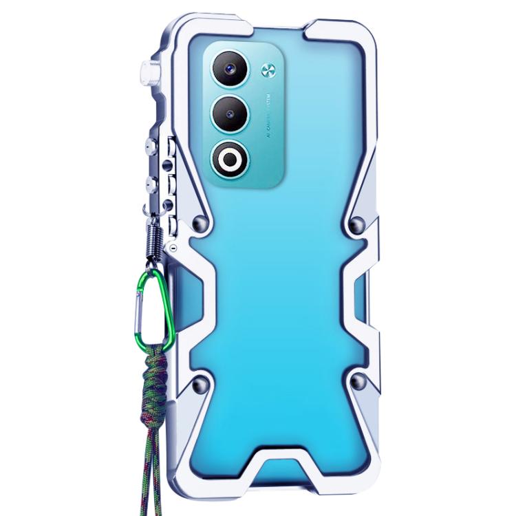 For OPPO A5 4G / 5G Trigger Design Hollow Metal Frame Phone Case with Lanyard