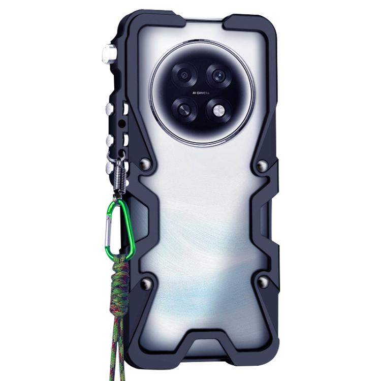 For OPPO A6 GT 5G Trigger Design Hollow Metal Frame Phone Case with Lanyard