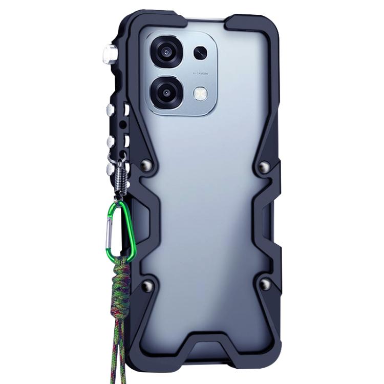 For OPPO A6 Pro 4G / 5G Trigger Design Hollow Metal Frame Phone Case with Lanyard