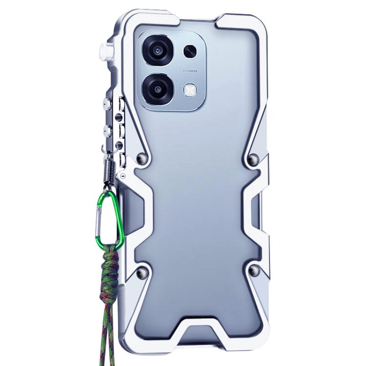 For OPPO A6 Pro 4G / 5G Trigger Design Hollow Metal Frame Phone Case with Lanyard