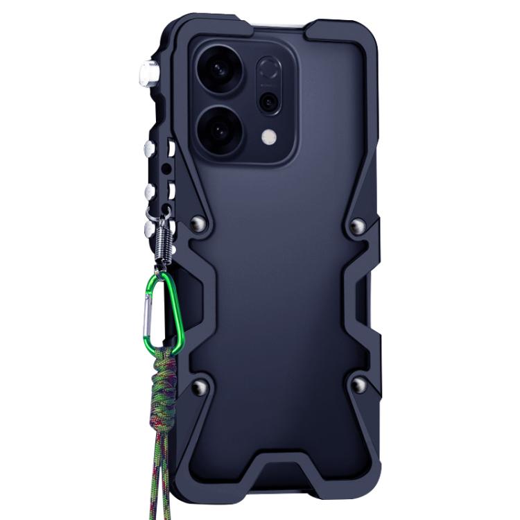 For OPPO Reno14 5G Global Trigger Design Hollow Metal Frame Phone Case with Lanyard