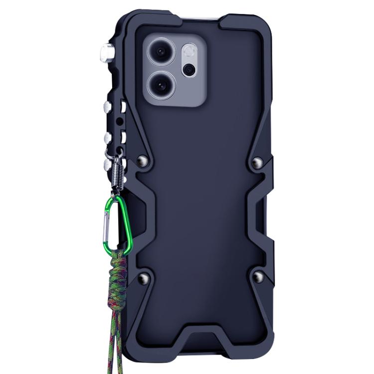 For OPPO Reno14 F 5G Global Trigger Design Hollow Metal Frame Phone Case with Lanyard