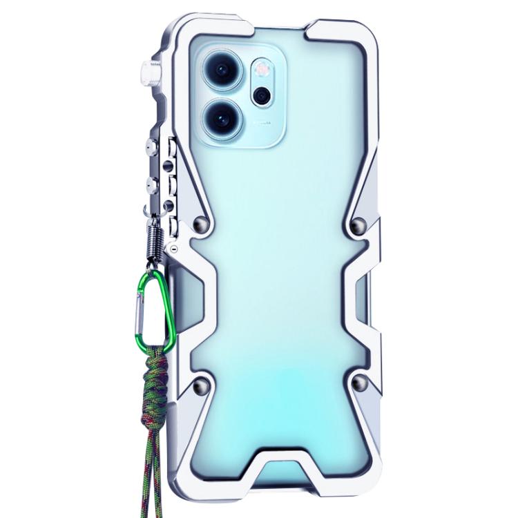 For OPPO Reno14 F 5G Global Trigger Design Hollow Metal Frame Phone Case with Lanyard