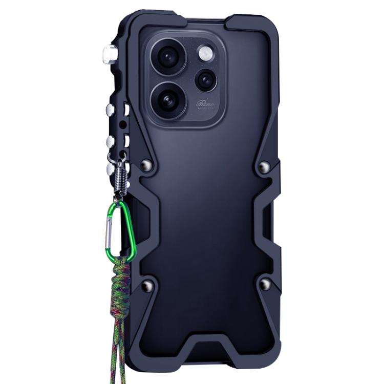For OPPO Reno15 Pro 5G Global Trigger Design Hollow Metal Frame Phone Case with Lanyard
