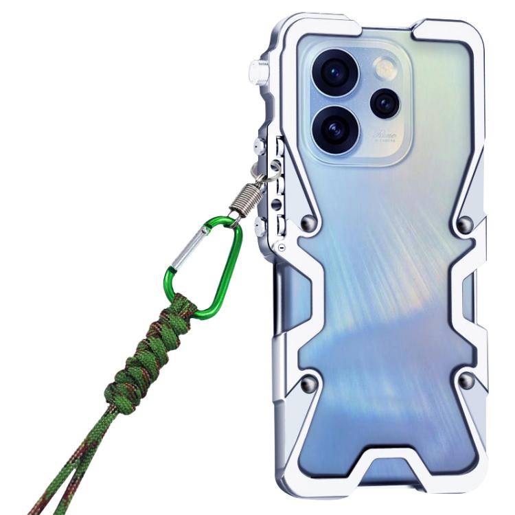 For OPPO Reno15 Pro 5G Global Trigger Design Hollow Metal Frame Phone Case with Lanyard